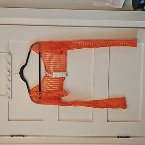 Faux crochet fishnet shrug